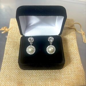 Givenchy Drop Earrings Silver Pearls